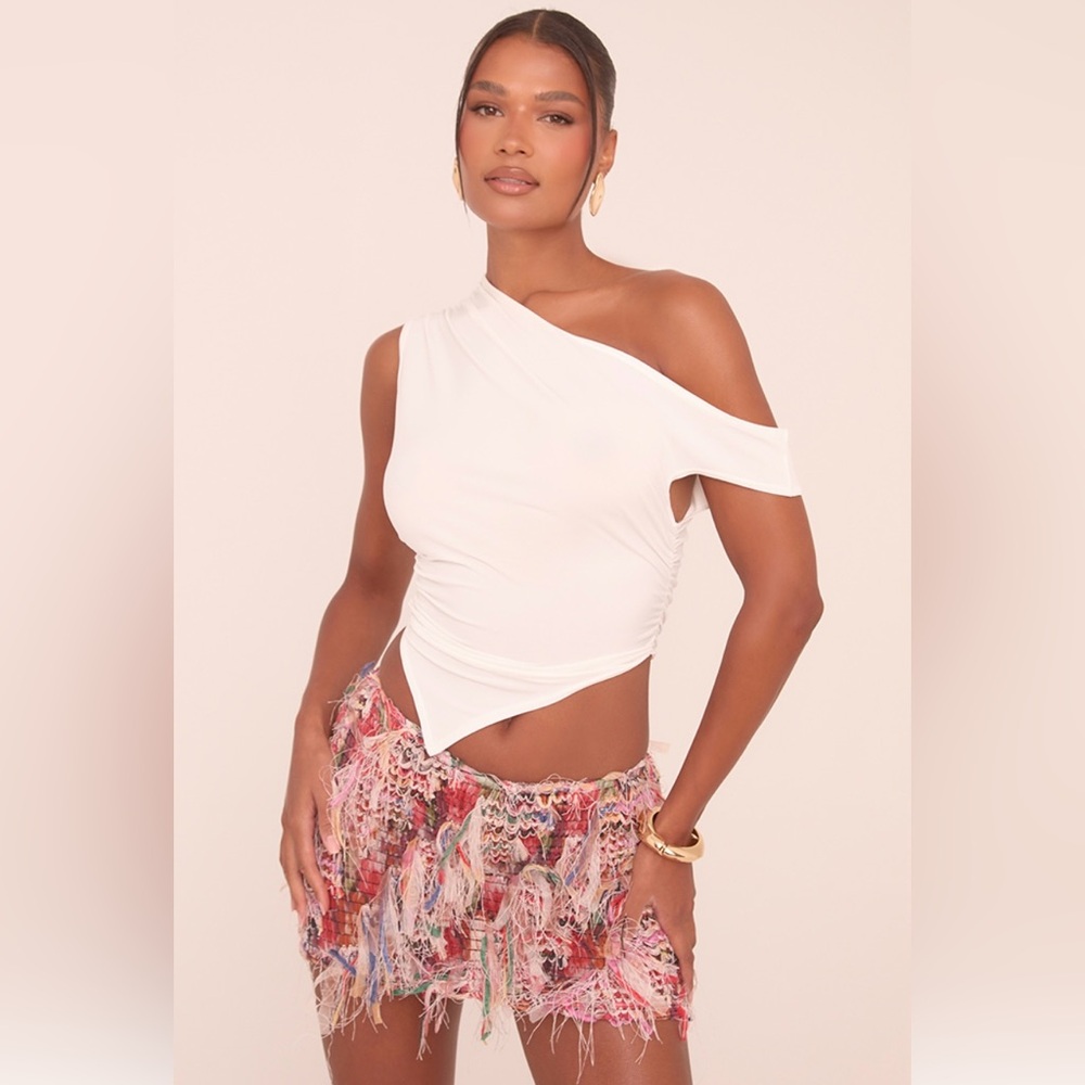 Multicolored Pink Fringe Skirt